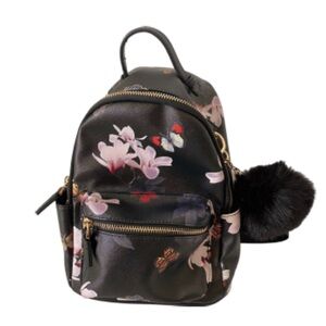 Floral faux leather backpack